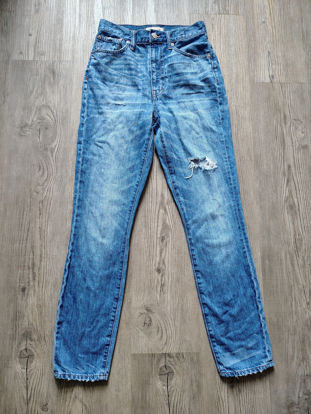 Madewell Women's Rigid Skinny Distressed High Rise Denim Jeans Size 24